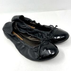 AGL cap toe ballerina flats black leather and patent leather 37 BoxA